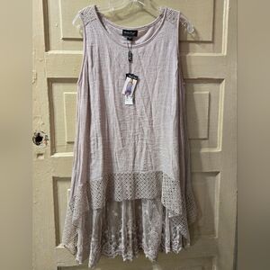 Charlie Paige Mauve Lace Layered Tank Tunic NWT Size: L/XL